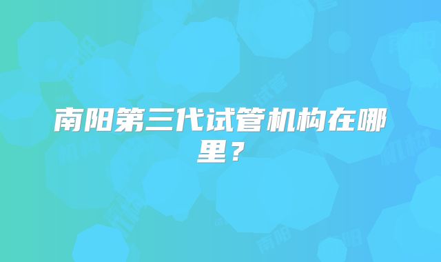 南阳第三代试管机构在哪里？