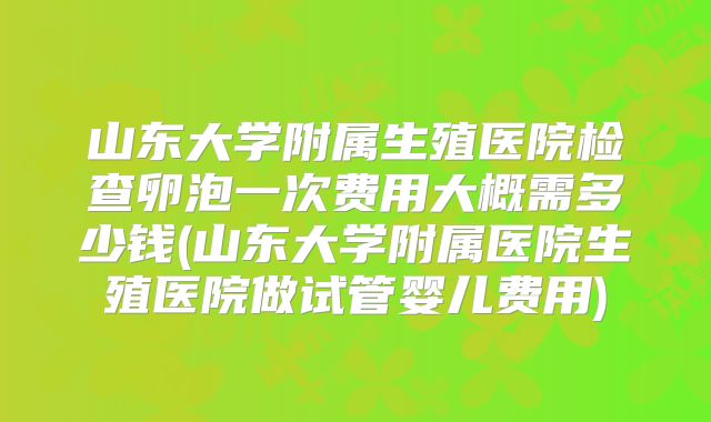 山东大学附属生殖医院检查卵泡一次费用大概需多少钱(山东大学附属医院生殖医院做试管婴儿费用)