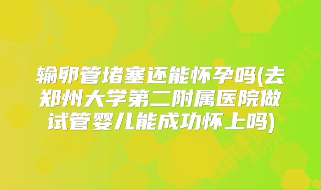 输卵管堵塞还能怀孕吗(去郑州大学第二附属医院做试管婴儿能成功怀上吗)