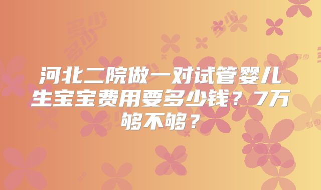 河北二院做一对试管婴儿生宝宝费用要多少钱？7万够不够？
