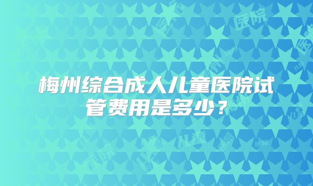 梅州综合成人儿童医院试管费用是多少？