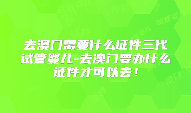 去澳门需要什么证件三代试管婴儿-去澳门要办什么证件才可以去！