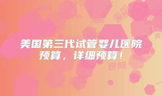 美国第三代试管婴儿医院预算,详细预算!