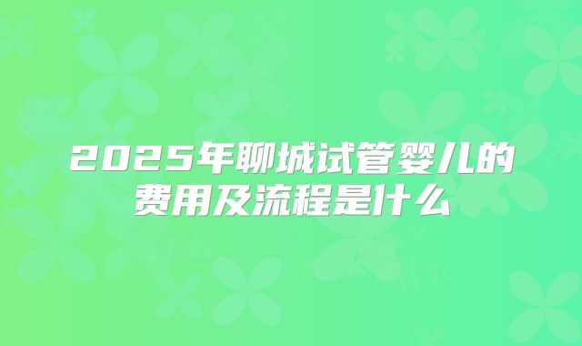 2025年聊城试管婴儿的费用及流程是什么