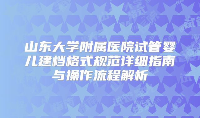 山东大学附属医院试管婴儿建档格式规范详细指南与操作流程解析