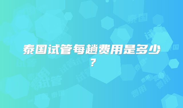 泰国试管每趟费用是多少？