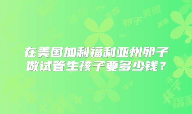 在美国加利福利亚州卵子做试管生孩子要多少钱？