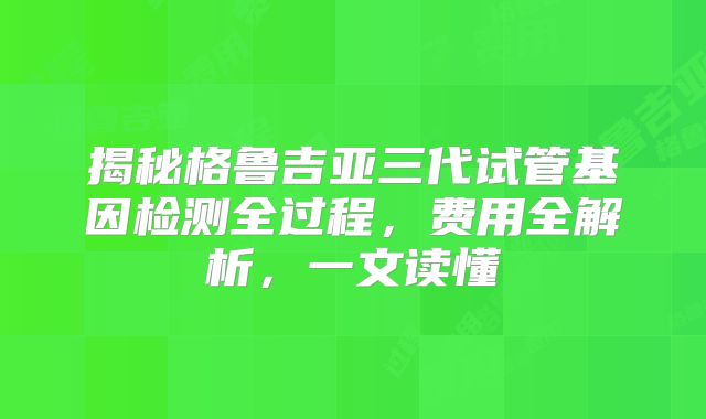 揭秘格鲁吉亚三代试管基因检测全过程，费用全解析，一文读懂