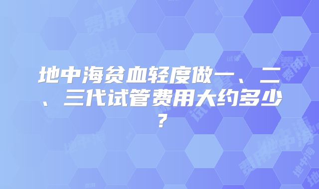 地中海贫血轻度做一、二、三代试管费用大约多少?
