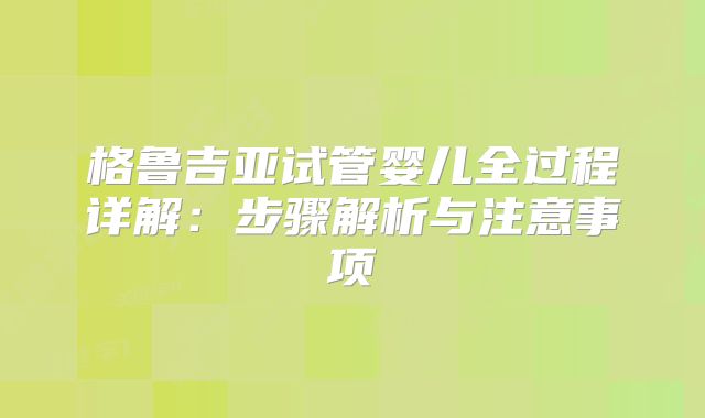 格鲁吉亚试管婴儿全过程详解：步骤解析与注意事项