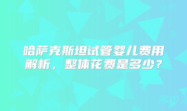 哈萨克斯坦试管婴儿费用解析，整体花费是多少？