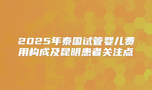 2025年泰国试管婴儿费用构成及昆明患者关注点