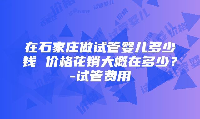 在石家庄做试管婴儿多少钱 价格花销大概在多少？-试管费用