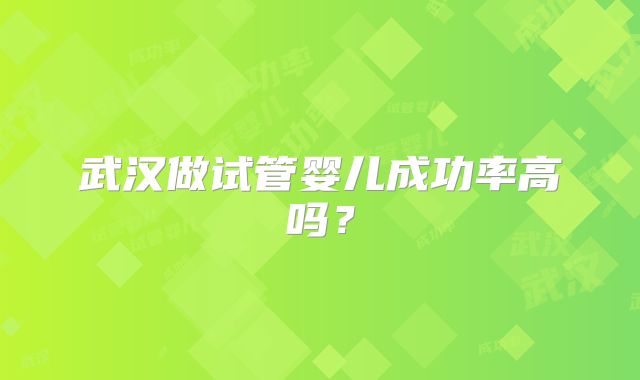 武汉做试管婴儿成功率高吗？