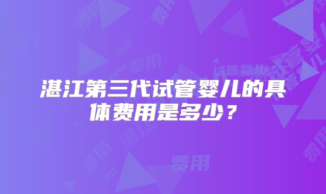 湛江第三代试管婴儿的具体费用是多少？