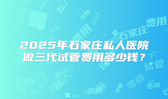 2025年石家庄私人医院做三代试管费用多少钱？