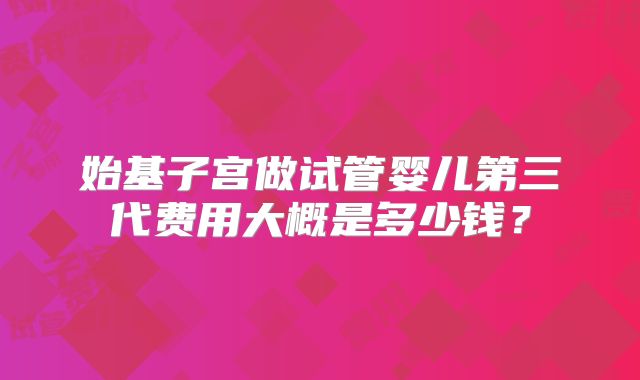 始基子宫做试管婴儿第三代费用大概是多少钱？