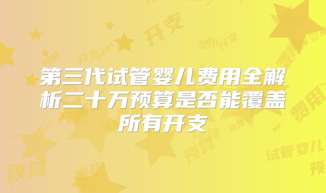 第三代试管婴儿费用全解析二十万预算是否能覆盖所有开支