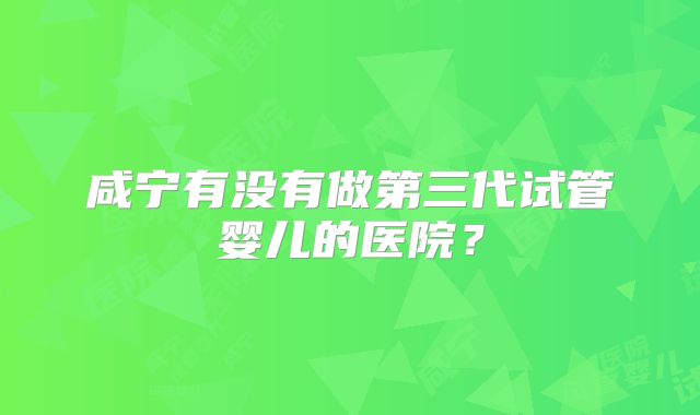 咸宁有没有做第三代试管婴儿的医院？