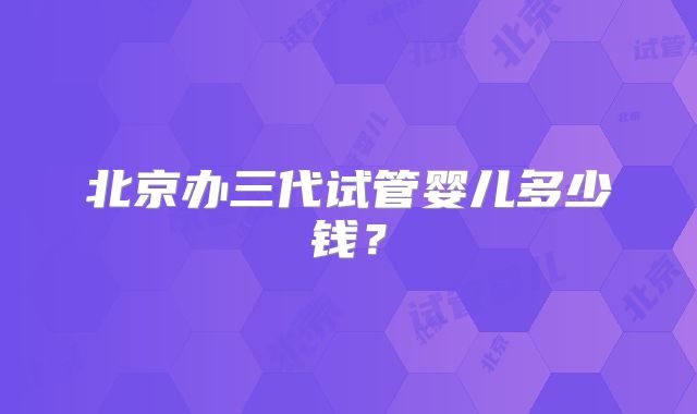 北京办三代试管婴儿多少钱?
