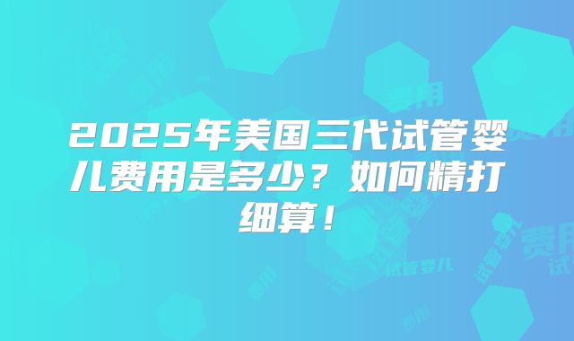 2025年美国三代试管婴儿费用是多少？如何精打细算！