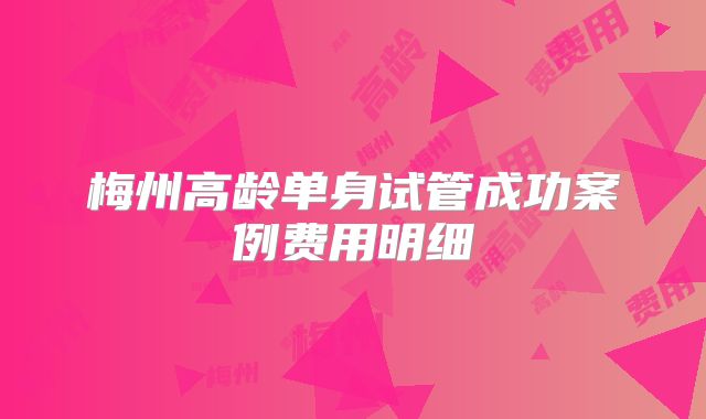 梅州高龄单身试管成功案例费用明细