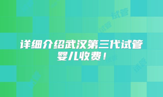 详细介绍武汉第三代试管婴儿收费!