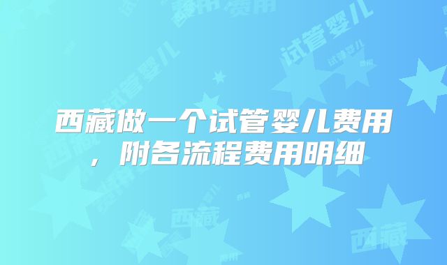 西藏做一个试管婴儿费用,附各流程费用明细