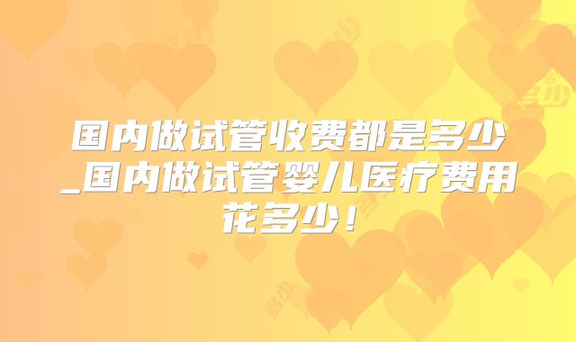 国内做试管收费都是多少_国内做试管婴儿医疗费用花多少!