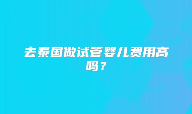去泰国做试管婴儿费用高吗？