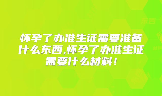 怀孕了办准生证需要准备什么东西,怀孕了办准生证需要什么材料！