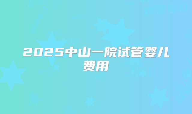 2025中山一院试管婴儿费用