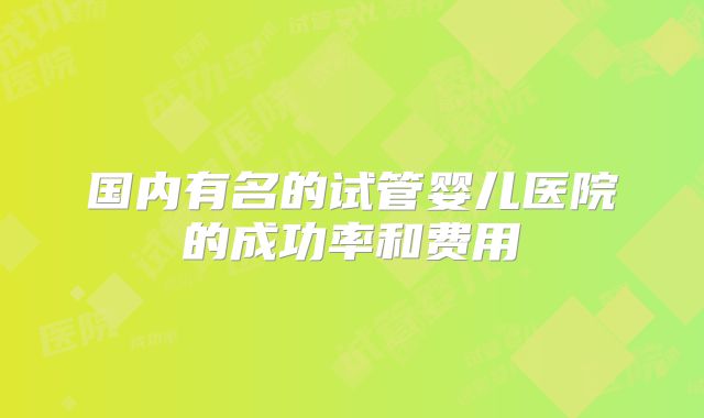 国内有名的试管婴儿医院的成功率和费用