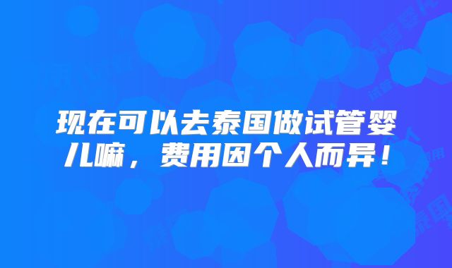 现在可以去泰国做试管婴儿嘛,费用因个人而异!