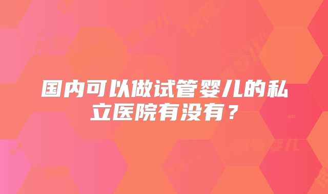 国内可以做试管婴儿的私立医院有没有？