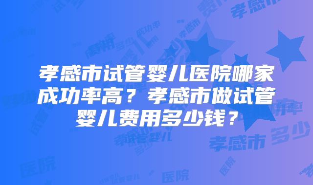 孝感市试管婴儿医院哪家成功率高?孝感市做试管婴儿费用多少钱?