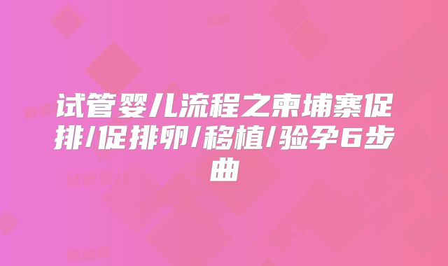 试管婴儿流程之柬埔寨促排/促排卵/移植/验孕6步曲