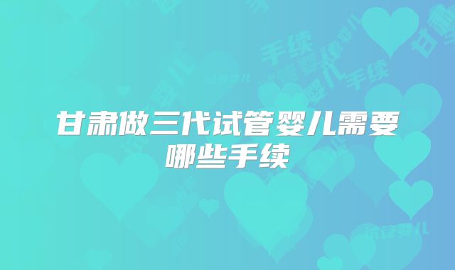 甘肃做三代试管婴儿需要哪些手续