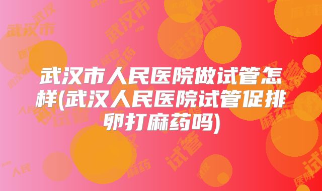 武汉市人民医院做试管怎样(武汉人民医院试管促排卵打麻药吗)
