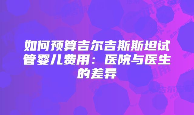如何预算吉尔吉斯斯坦试管婴儿费用：医院与医生的差异