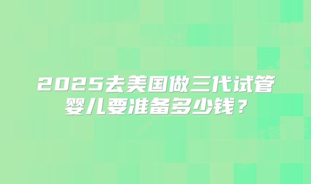 2025去美国做三代试管婴儿要准备多少钱？