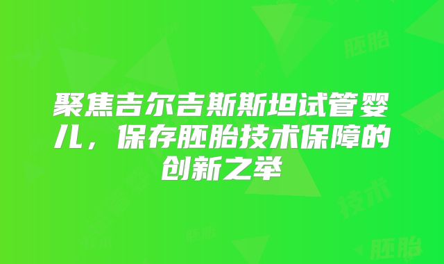 聚焦吉尔吉斯斯坦试管婴儿，保存胚胎技术保障的创新之举