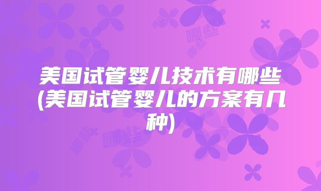 美国试管婴儿技术有哪些(美国试管婴儿的方案有几种)