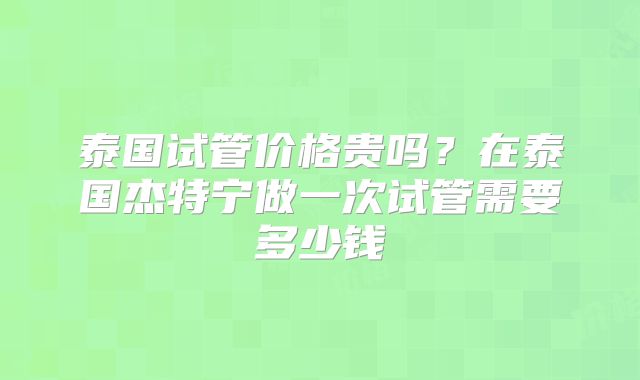 泰国试管价格贵吗？在泰国杰特宁做一次试管需要多少钱