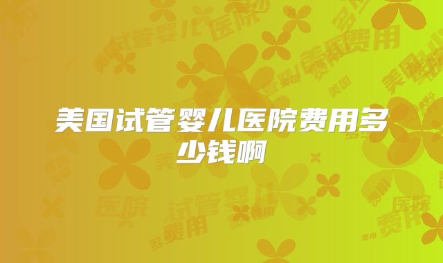 美国试管婴儿医院费用多少钱啊