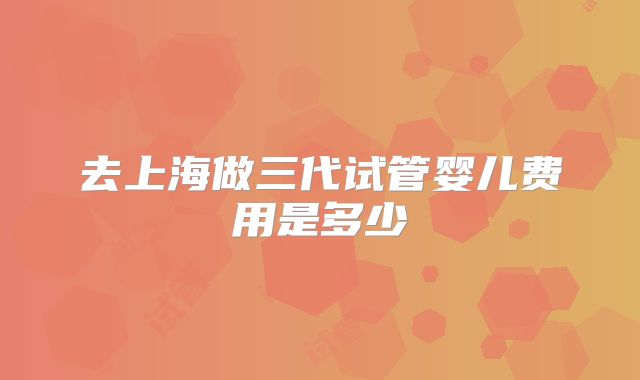 去上海做三代试管婴儿费用是多少