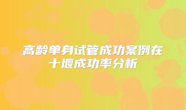 高龄单身试管成功案例在十堰成功率分析