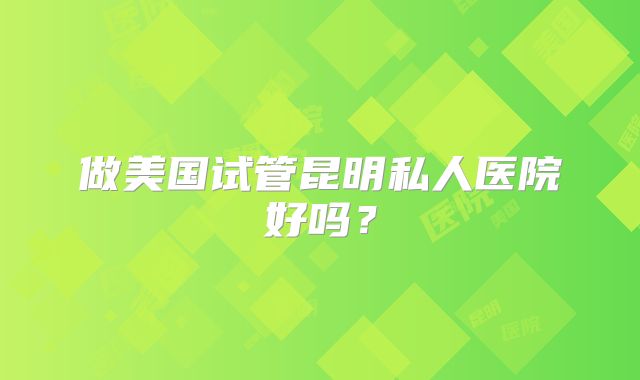 做美国试管昆明私人医院好吗？