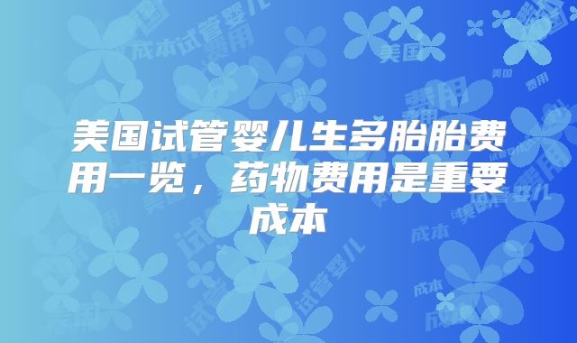 美国试管婴儿生多胎胎费用一览，药物费用是重要成本
