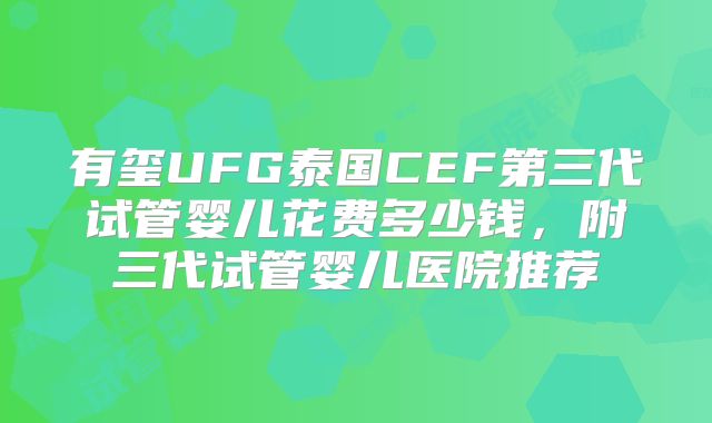 有玺UFG泰国CEF第三代试管婴儿花费多少钱，附三代试管婴儿医院推荐
